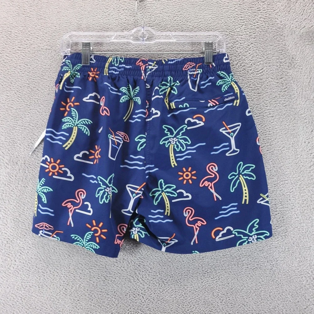 Chubbies Swim Shorts Mens M Blue Neon Flamingo 5.5